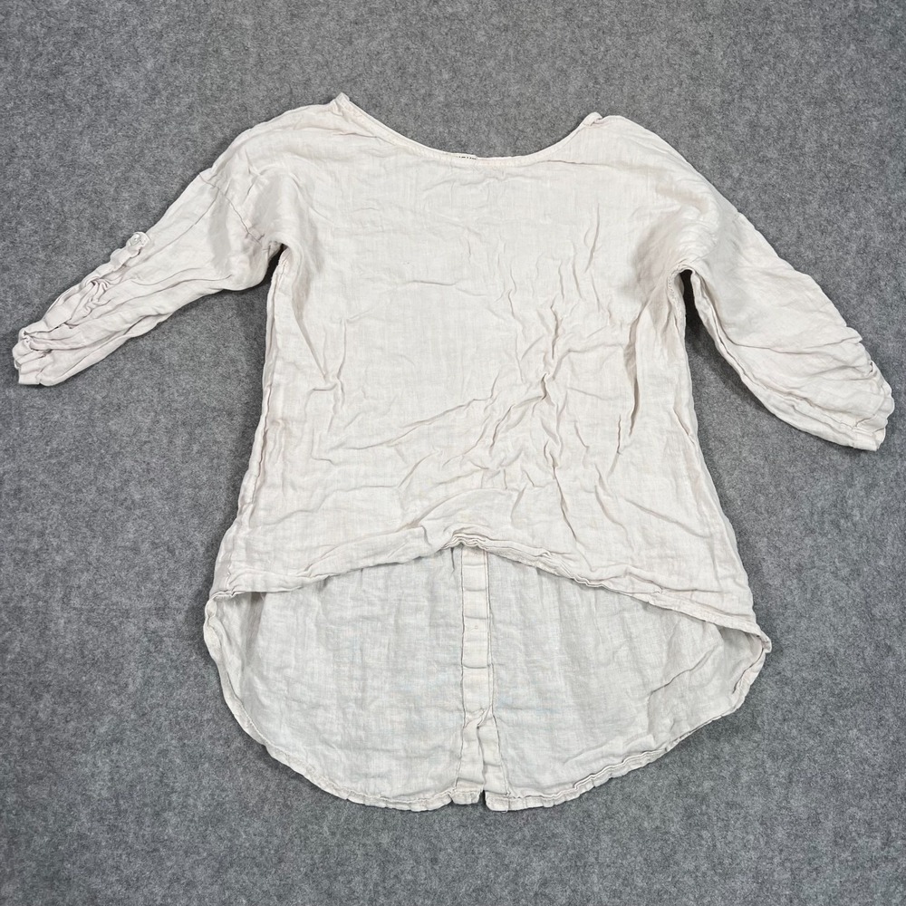 Terzo Millennio White 3/4 Roll-Tab Sleeve High Low Tunic Top Women's Size‎ Small